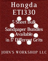 Hongda ET1330 - 1/4 Sheet - 17 Grits - No-Slip - 5 Sandpaper Bulk Bundles - $4.99