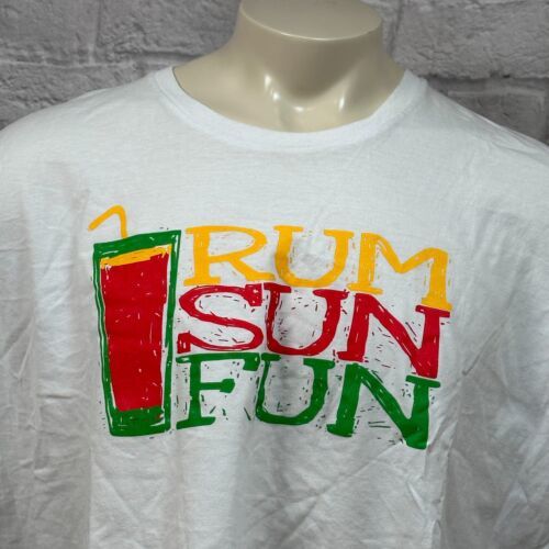 Rum Sun Fun Drink Alcohol Humor Men&#39;s T-Shirt White 3XL Cocktails Live A... - $24.74
