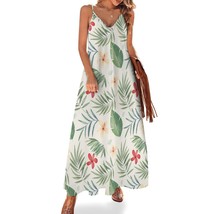 Mondxflaur Floral Tropical Summer Dresses for Women V-neck Sleeveless Long Dress - £26.53 GBP