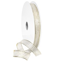 1401.03/50-634 Metallic Harmony Ribbon, 5/8&quot; X 50 Yd, White/Gold - £23.89 GBP