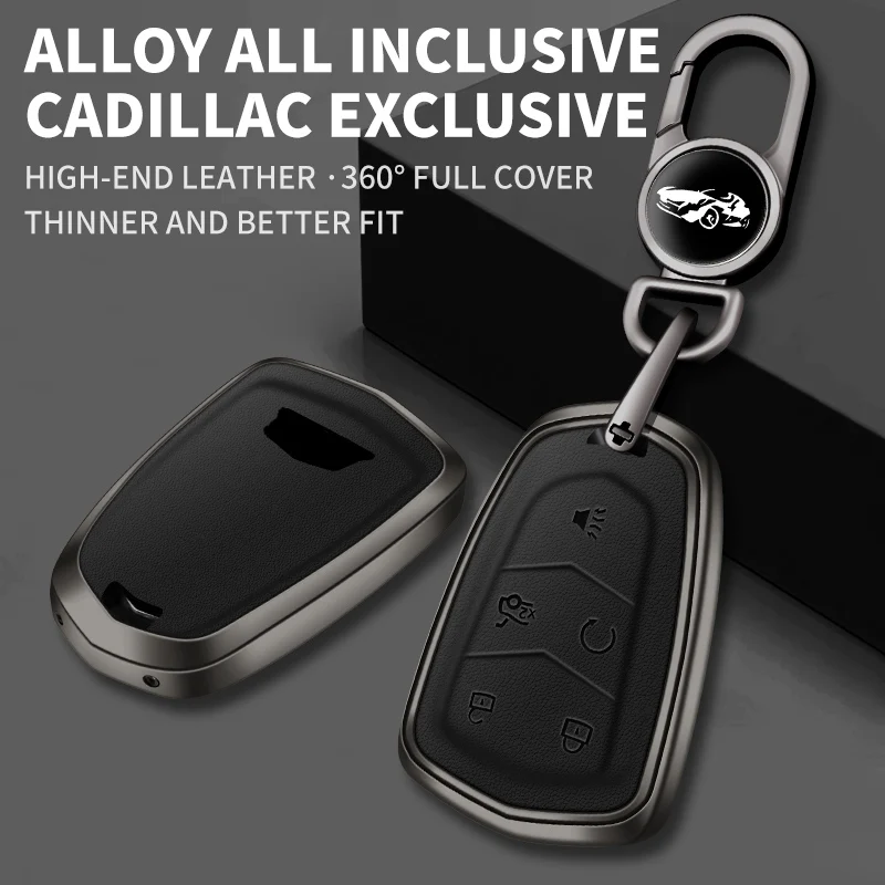 Zinc Alloy+Leathe Car Key Case Cover Shell Protector For Cadillac ATS-L ... - $24.32+