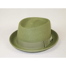 Men's Broner Summer Hat Woven Straw Style Porkpie STAND UP 88-8600 Olive image 4