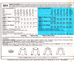 Misses&#39; BLOUSES Vintage 1980 McCall&#39;s Pattern 7211 Size 16 UNCUT - £9.39 GBP