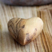 Large Olive Wood Hearts, Wooden carved Hearts, 3D Heart Shape Hand Carved in the - £23.94 GBP