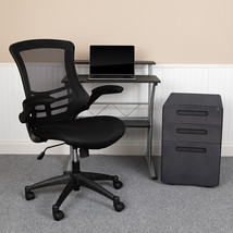 Black Desk, Chair, Cabinet Set BLN-CLIFAPPX5-BK-GG - $441.95