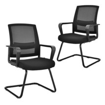 Set of 2 Conference Chairs with Lumbar Support-Black - £157.82 GBP