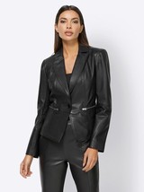 New Handmade Designer Women Black Formal Leather Party Blazer Lambskin Stylish - £94.70 GBP