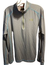 The North Face Mens L Grey Blue LS 1/4 Zip Pullover Polyester Lightweight Jacket - $39.59