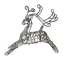 Vintage Silver-tone Wire Deer Ornament Christmas Figurine  Decor Reindeer 6.75&quot; - £17.17 GBP