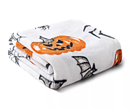 NEW Halloween Jack O Lantern Pumpkin Spider Bat Fleece Throw Blanket 50 x 60 in. - £9.58 GBP