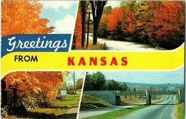 Greeings From Kansas Multiview Postcard Posted 1965 - £7.84 GBP