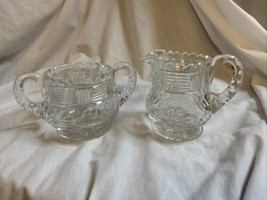 Vintage Lead Crystal Creamer Sugar Bowl Cut Flowers Leaves - $20.21