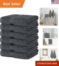 Luxury 100% Cotton Bath Towels, Gray, 6 Pack - Quick Dry and Super Soft - $980.80 MXN