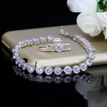 Brand Round Cubic Zirconia Stone Tennis Bracelets Bangles Luxury Yellow Gold Col - £15.42 GBP