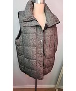 Women's Old Navy XXL Puffer Vest Gray Tweed Fleece Lined Button & Zip Cozy Soft  - $17.92