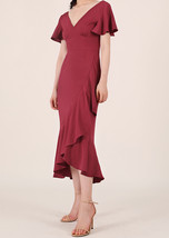 Summer Red Cap Sleeve Midi Dress Custom Plus Size Wedding Guest Shift Dress image 2