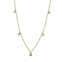 0.90CT Round Moissanite Solitaire Drop Choker Station Necklace Yellow 925 Silver - £43.19 GBP