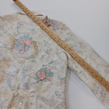 Women's Cream/Tan Floral Embroidered 4-Button Blazer Jacket Measured Chest 38" image 5