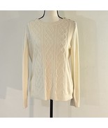 TALBOTS Lambswool Supersoft Cableknit  Ivory Crewneck Sweater Size L - £13.62 GBP