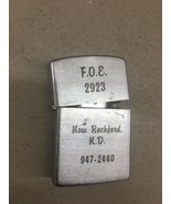 F O E 2923 New Rockford ND eagles silver tone metal lighter vintage - £15.01 GBP