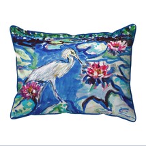 Betsy Drake Heron &amp; Waterlilies Extra Large Zippered Pillow 20x24 - £62.21 GBP