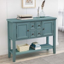 Merax Console Sofa Table Sideboard With Storage Drawers Cabinets And, Blue - £307.84 GBP
