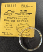NEW SUC SATURN YELLOW TENSION RING ROUND ACRYLIC WATCH CRYSTAL WATERPROO... - $12.86