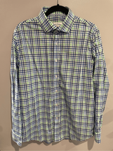 ROBERT GRAHAM Plaid Button Down Dress Shirt-16/41 Blue/Green L/S Medium - $10.59
