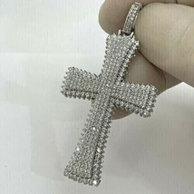 14k White Gold Plated 3.Ct Round Simulated Diamond Cross Pendant Christmas Gift - £144.11 GBP