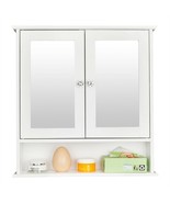 Double Door Mirror Bathroom Wall Mounted Cabinet Shelf White Storage Org... - €50,12 EUR