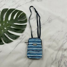 Baggallini Small Cross Body Bag Blue Striped RFID Blocking Wallet Nylon - $28.70