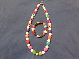 Heart Bead Necklace Bracelet Set Valentine Multi-Color - £4.79 GBP