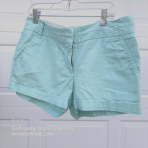 J. Crew Womens Shorts Size 2 Chino BrokenIn  Mint Green Cotton Flat Front Button - £19.51 GBP
