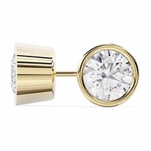 Brilliant Round Cut Solitaire Diamond Stud Earrings | Bezel Setting | 18k Yellow - £1,737.04 GBP