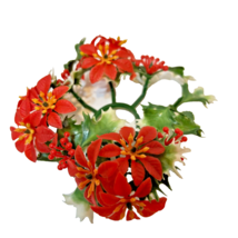 Vintage MCM Plastic Christmas Holly Berries Candlestick Ring Table Decor 4.5&quot; - £7.74 GBP