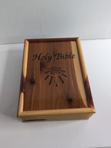 1991 Holy Bible Dove of Peace Catholic NAB edition in Wooden Cedar Box Case - £14.53 GBP