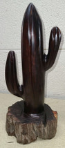 Vintage Solid Wood Hand Carved Sculpture Cactus Southwestern 12.5” Tall - $124.89