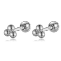 TrustDavis Real 925 Silver Triangle Beads Screw Stud Earring For Women Wedding A - £7.66 GBP