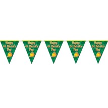 Beistle 10 x 12&#39; Happy St Patricks Day Pennant Banner; Green/Gold 4/Pack 30520 - £11.07 GBP