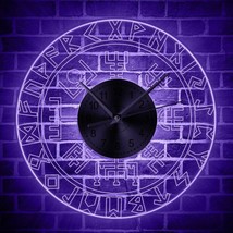 Viking Rune Acrylic Edge Old Norse Needle Circle Fluro Wall Clock With LED Light - £51.02 GBP