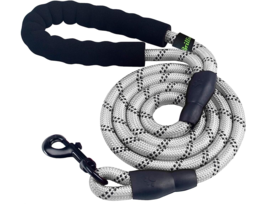 Rope Dog Leash - 5 FT Strong Dog Leash w/ Thick Durable Nylon &amp; Soft Padded GRAY - £11.09 GBP