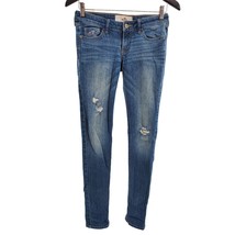 Hollister Jeans Distressed Denim Pants 25/29 Vintage Skinny Cat Whisker Streaks - £21.32 GBP