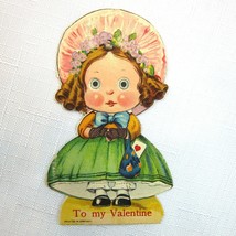 Vintage Valentine Card Mechanical Google Eyes Girl Moving Eyes Germany 1920s-30s - £23.13 GBP