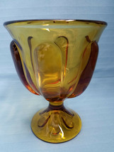 Indiana Teardrop Amber Depression Glass Goblet Dessert Dish Compote Heavy Gold - $27.95