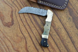 vintage real handmade damascus steel folding knife 5530 - £34.75 GBP