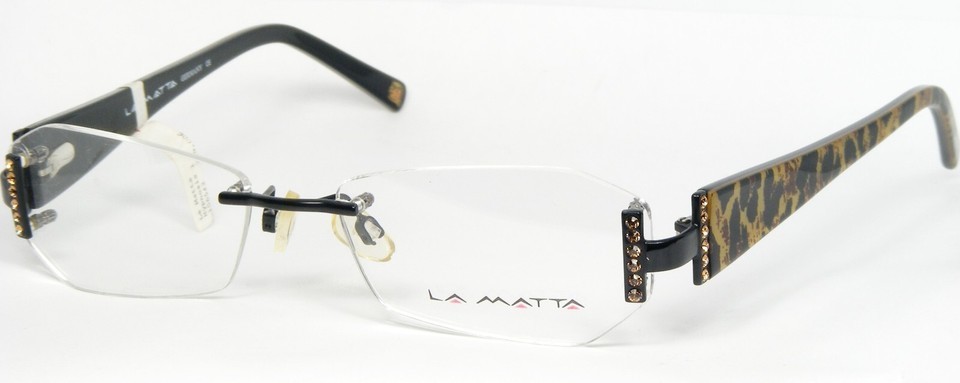 LA MATTA HYPNOSIS 1 Schwarz/Bernstein Kristalle Brille 52-16-135mm (Noten) - $153.93