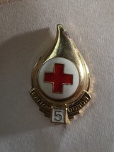 5 Gallon Blood Donor Lapel Pin American Red Cross Gold Plated Vintage - $9.90