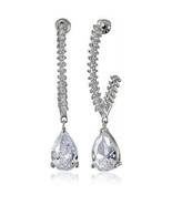 CZ by Kenneth Jay Lane Large Teardrop 8 cttw Station Earrings KE2005 NWT - $73.76