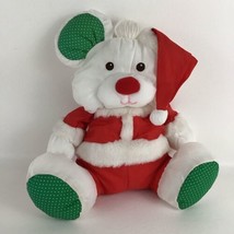 Fisher Price Puffalumps 12&quot; White Mouse Santa Claus Stuffed Animal Vintage Toy - £25.65 GBP