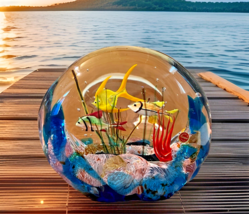 Murano Large Signed Italian Art Glass Fish Aquarium  Sculpture - $6,458.74 MXN